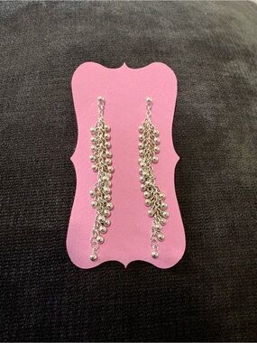 Silver Dangle Cluster Earrings